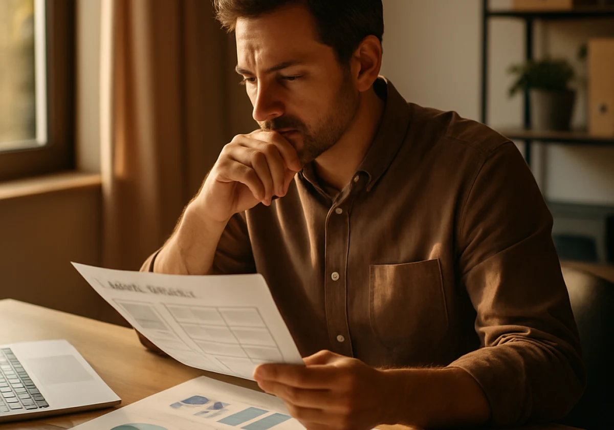 Business owner sitting at an office desk surrounded